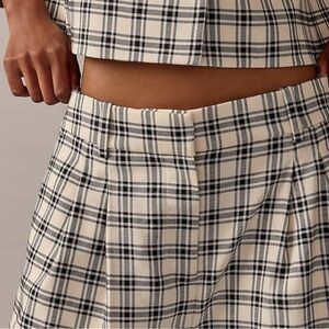 J crew collection wide leg wool trouser pant. White plaid
